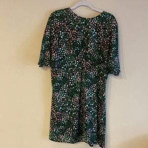 Top shop patterned flutter sleeve mini A Line dress. Sz. 14.